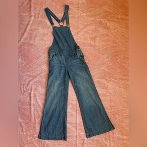 Free people denim bell bottom overalls